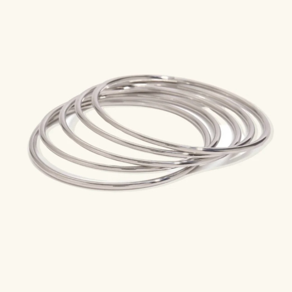 Elegant Silver and Gold Bangle Set